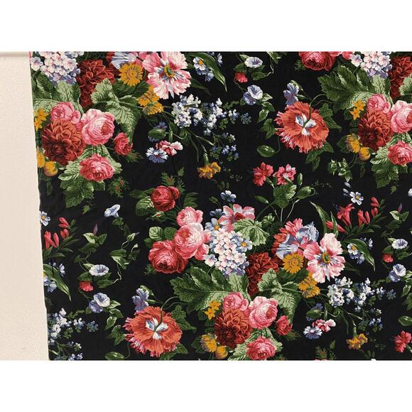 Ralph Lauren Floral & Black RARE Isadora Cossette King Ruffle Sheet 100” x 104” - Picture 7 of 8